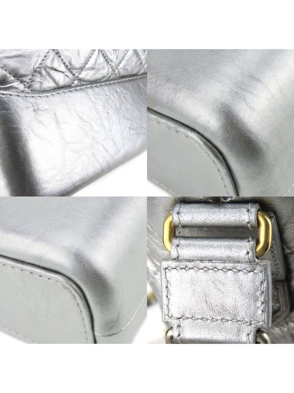 Chanel Shoulder Bag Gabrielle Chain Large Hobo Leather Silver Metallic - Picture 5 of 9